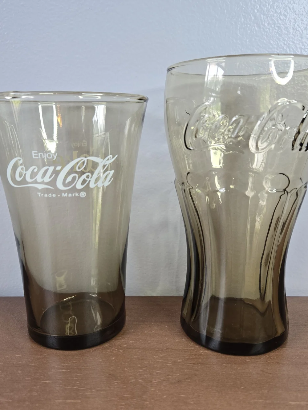 Vintage Coca-Cola Libbey Smoked Amber Glasses, Tumblers Brown, Coke, Set Of 2